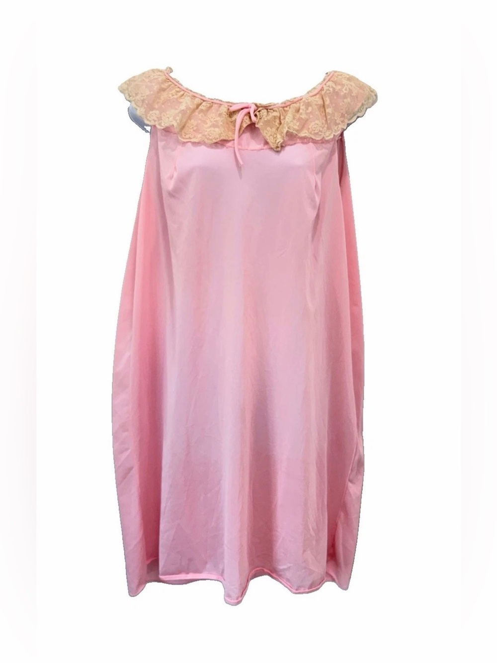 Pink Lace Sheer Nightgown Peignoir Barbiecore Babydoll Coquette 1950-1960 Medium